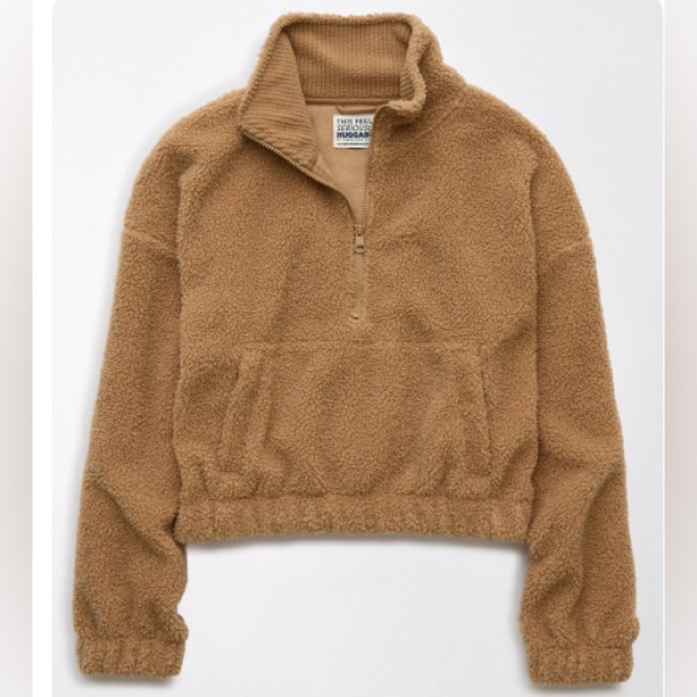 NWT (S) AE Cropped Sherpa Quarter-Zip